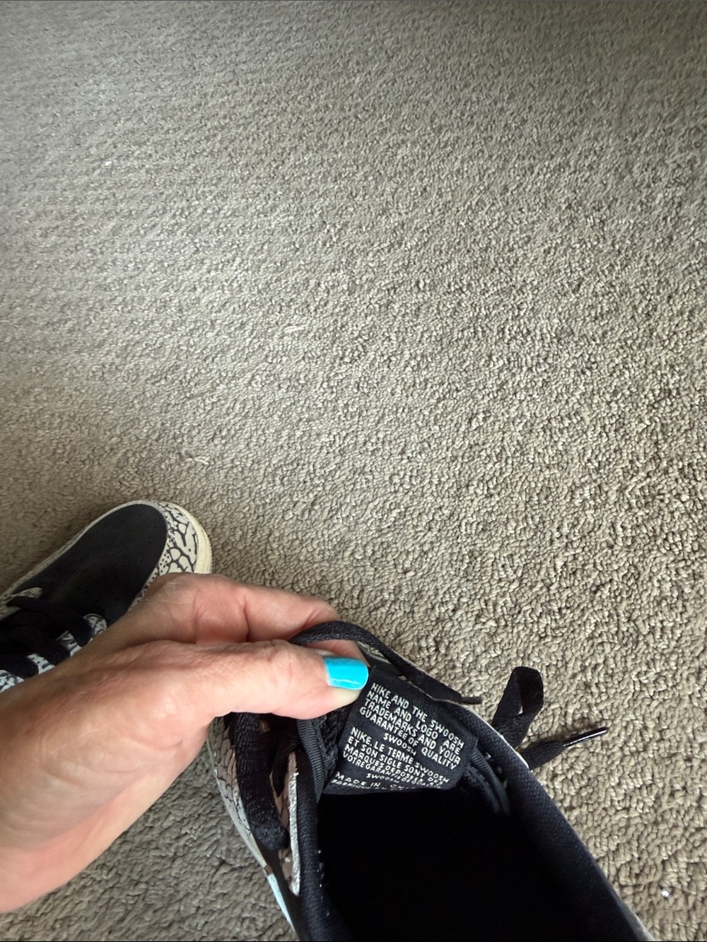 Jordan Women's Black & White Crackle Low Top Sneakers - Picture 5 of 6